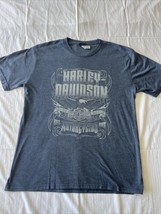 Harley Davidson Mens X-Large Distressed Spell Out Short Sleeve T-Shirt Blue USA - £17.85 GBP