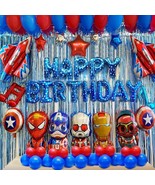 112 Superhero Party Decorations Happy Birthday Balloon Foil Curtains Out... - €42,53 EUR