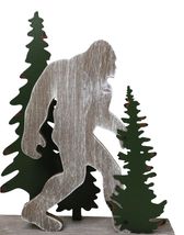 Myth Legend Sasquatch Bigfoot by Pine Trees Wooden Silhouette Cutout Scu... - $21.99