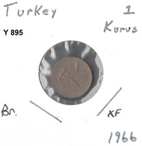 Turkey 1 Kurus, 1966, bronze, KM 895a - $1.71 CAD