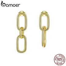 Chain Drop Earrings For Women Gold Plated Royal Earings 925 Sterling Silver Fash - £31.14 GBP