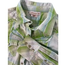 Ariat Western Shirt Plaid Long Sleeve Pearl Snap Front Green Silver Medium - $24.62 CAD