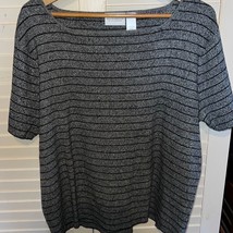 Elisabeth by Liz Claiborne size 2 Plus Size striped short sleeve knit bl... - $14.70