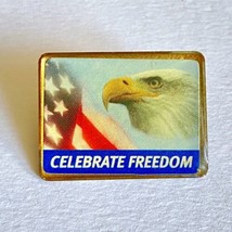 US Flag Eagle Celebrate Freedom Red White Blue Gold Lapel Hat Lanyard Pin 1” - £7.05 GBP