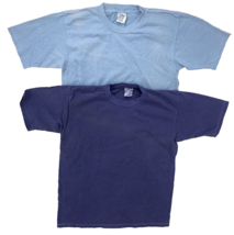 FL Robinson T-Shirt Medium Blue Blank Tee LOT Of 2 USA Made 90&#39;s Vintage... - £19.70 GBP