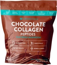 Further Food Grass-Fed Collagen Peptides Powder Plus Mushroom, Chocolate  22 OZ - £35.42 GBP