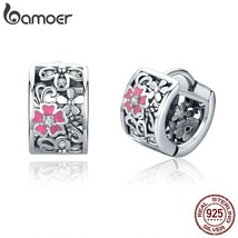 BAMOER Genuine 925 Silver Daisy Flower Exquisite Stud Earrings for Women Clear C - £18.85 GBP