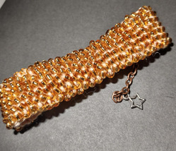 Handmade Brown Boho Beaded Crochet Bracelet - £5.68 GBP