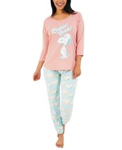 Munki Munki Womens Snoopy Looking Good Pajama Set,Teal,Small - £46.19 GBP