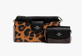 New Coach CC868 Poppy Crossbody with Card Case with Leopard Print and Signature - £121.27 GBP