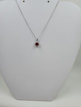 Corundum CZ and White CZ Halo Pendant/Chain, Sterling Silver - £13.53 GBP