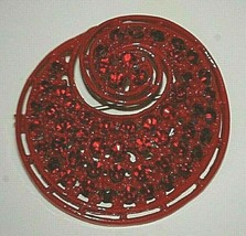 Red Sparkle Rhinestones Enamel Abstract Brooch Pin Vintage Costume Jewelry box d - £17.25 GBP