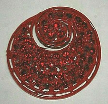 Red Sparkle Rhinestones Enamel Abstract Brooch Pin Vintage Costume Jewelry box d - £17.20 GBP