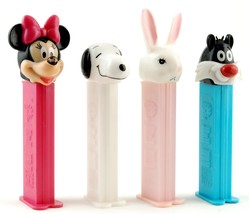 Pez Dispensers Minnie Mouse Snoopy Rabbit Sylvester Cat Footed Disney - $5.50