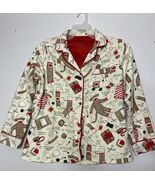 Nick &amp; Nora Size Medium Cotton Flannel Pajama Top Only Sew a Sock Monkey... - $16.99