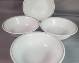 Corelle Gray Solitary Rose Cereal Soup Bowls Set of 4 Single Band Aprico... - $18.76