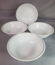 Corelle Gray Solitary Rose Cereal Soup Bowls Set of 4 Single Band Apricot Grove - £14.82 GBP