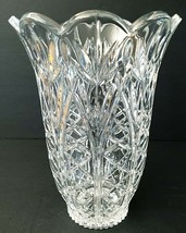 Starburst Vase W/Scalloped Top Fluted Pressed Glass Flower Hollywood Reg... - £14.70 GBP