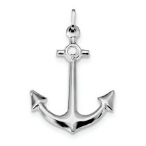 REAL Sterling Silver Rhodium Plated Polished Anchor Charm - £40.05 GBP
