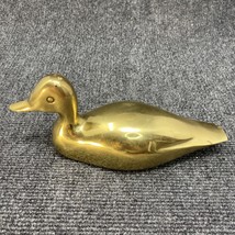 Brass Duck Figurine Collectible Vintage 1lb+ Paperweight 3 3/4” Tall 8 1/2” Lg - £9.05 GBP