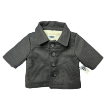 Old Navy Infant Girls Jacket Coat Gray Button Long Sleeve Pockets 0-3 Months New - £16.96 GBP
