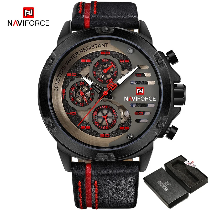 Mens Watches   Luxury Waterproof 24 Hour Date Quartz Watch Man Leather Sport Wr