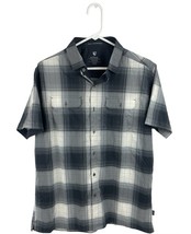 Kuhl Shirt Mens Medium Gray, Black &amp; White Plaid Short Sleeve Outdoor Casual - £11.81 GBP