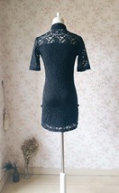 Black Chinese Style Short Lace Dress Women Custom Plus Size Lace Dress image 2