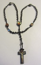 Vintage Rosary Hematite Black Square Beads plus bonus - $28.45