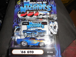 Muscle Machines Adult Collectible &quot;&#39;1966 Pontiac GTO&quot; Blue Mint On Sealed Card - £3.13 GBP