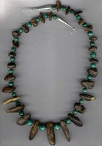 Handcrafted African Amber and Malachite Necklace - £59.43 GBP
