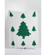 Dark Green Colorblock Christmas Tree Printed Blanket - $46.33