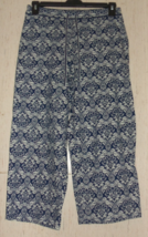 Excellent Womens Nautica Navy &amp; White Print Knit Pajama Lounge Capri Pant Size M - £18.25 GBP