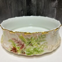 TV Limoges Large Hand Painted Pudding Serving Bowl Round Victorian Ferns - $87.12