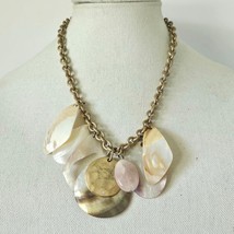 Chico&#39;s Mother of Pearl Shell and Rose Quartz Waterfall Necklace - £36.86 GBP