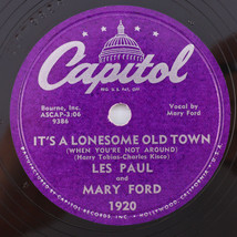 Les Paul &amp;Mary Ford – It&#39;s A Lonesome Old Town/Tiger Rag 1952 78 rpm Record 1920 - £21.07 GBP