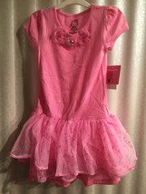 Hello Kitty Pink Ruffle Girls Dress Sparkle Charms Size 5 - £20.45 GBP