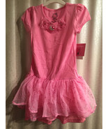 Hello Kitty Pink Ruffle Girls Dress Sparkle Charms Size 5 - £20.71 GBP