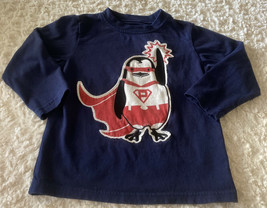 Okie Dokie Boys Navy Blue Red Black White Penguin Superhero Long Sleeve Shirt 2T - £4.30 GBP