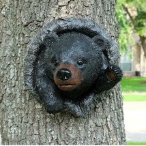 9&quot;H Rustic Western Hello Black Bear Waving Paw Wall Or Tree Hanging Decor Plaque - £31.62 GBP