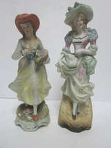 2 Vintage Bisque Porcelain Victorian Woman Figurine 1 Holding Flower &amp;1 A Dove - £7.98 GBP