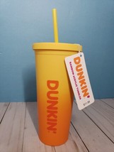 Dunkin Donuts - 24oz Yellow Rainbow Acrylic Travel Cup Tumbler w/ Straw NEW 2023 - $19.65