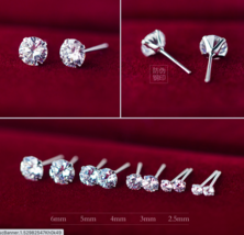 Lab Diamond Earrings 925 Sterling Silver Ear Studs Sleeper Earrings Men Women - £3.70 GBP+