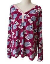 Eeyore Disney Womens Pajama Top Pink Gray Sz Plus 3X 22W-24W Plush V-neck - $13.88
