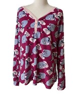 Eeyore Disney Womens Pajama Top Pink Gray Sz Plus 3X 22W-24W Plush V-neck - $19.04 CAD