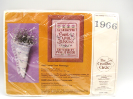 NEW The Creative Circle Cross Stitch Kit 9&quot; Lilacs &amp; Lace Cornucopia ACOC #1966 - £15.36 GBP