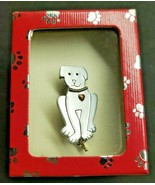 Vintage Silver Tone Dog with Heart and Bone Brooch Pin - £15.79 GBP