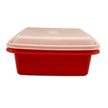 Tupperware Freeze N Save Ice Cream Keeper Red Container 1254 Sheer Lid 1255 - £8.14 GBP