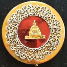 Face Powder Rouge Compact Washington DC Capitol Dome Mirror Gold Tone Vi... - $13.85