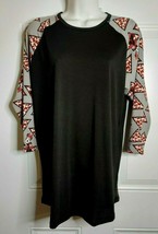 LuLaRoe Baseball Style Top Minnie Mouse Sleeve Scoop Neck Pullover Blous... - £5.85 GBP